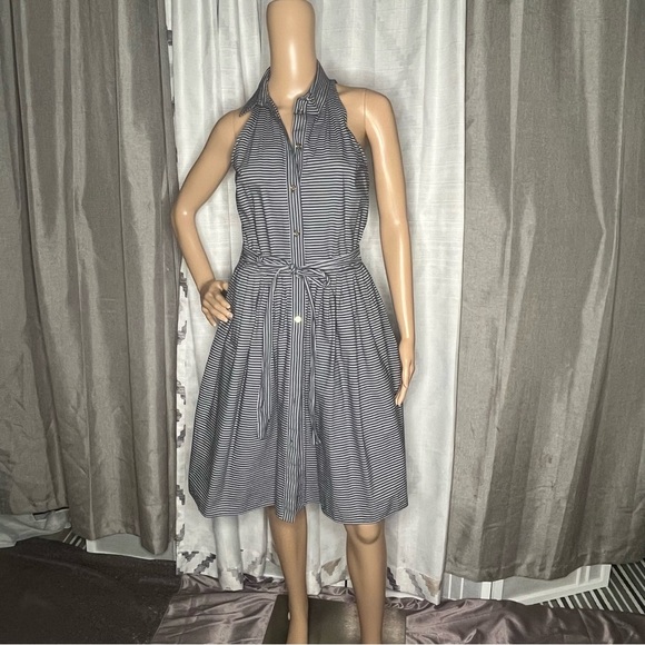 Michael Kors Dresses & Skirts - Michael Kors Blue and White Sleeveless Halter Sundress